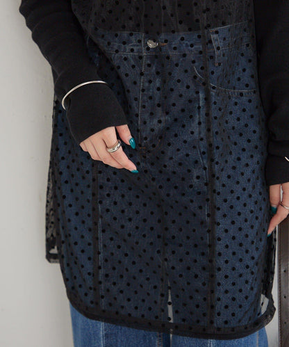 波點網紗吊帶長款上衣