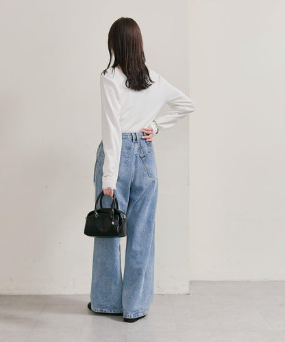 方領蕾絲長袖T恤