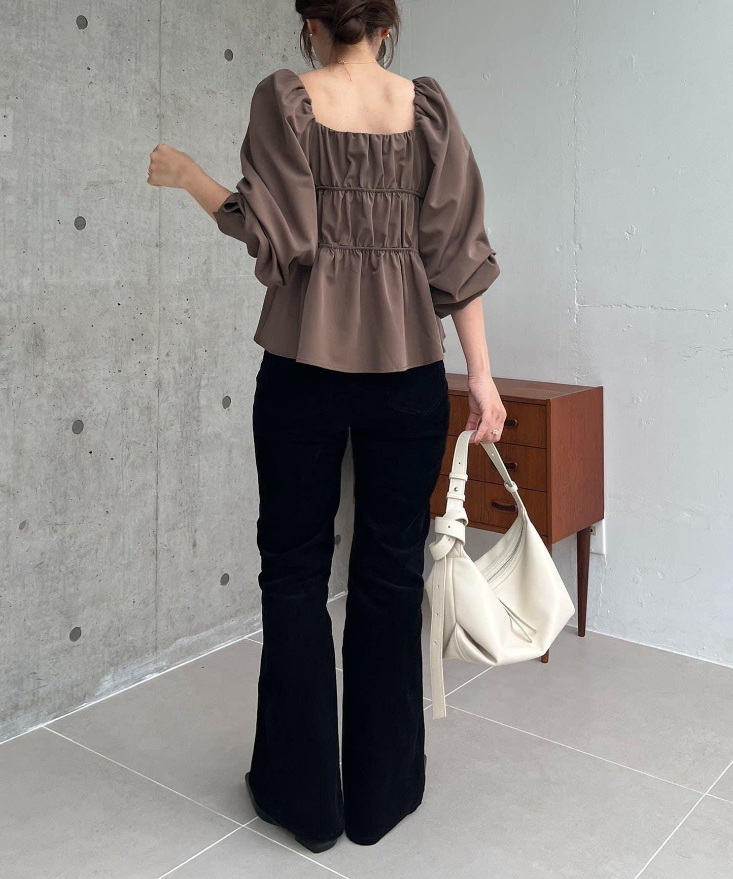 【前後兩穿設計】方領泡泡袖襯衫