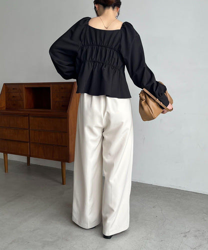 【前後兩穿設計】方領泡泡袖襯衫