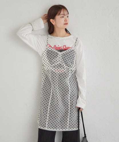 波點網紗吊帶長款上衣