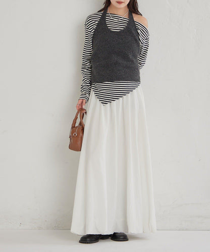 掛脖短款背心套裝長袖T恤