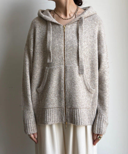 絨毛紗線拉鍊連帽衫