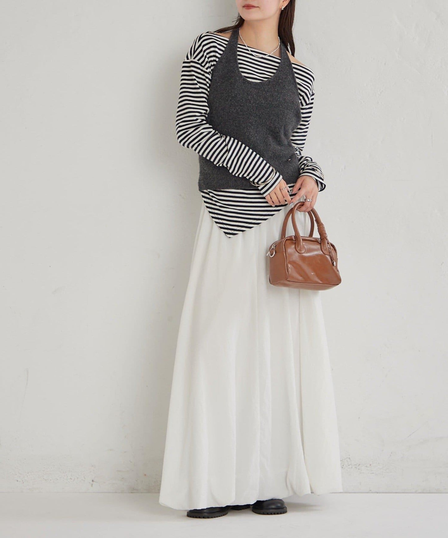 掛脖短款背心套裝長袖T恤