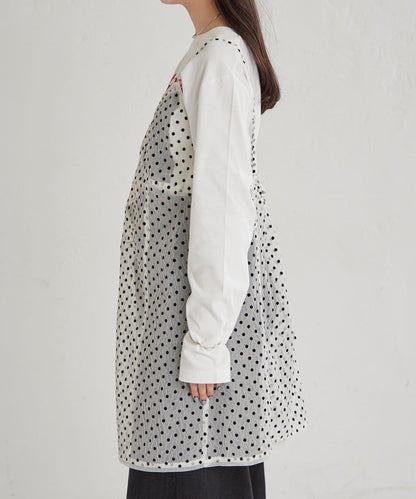 波點網紗吊帶長款上衣