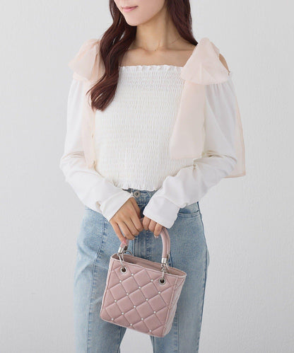 帶吊飾絎縫鉚釘迷你包