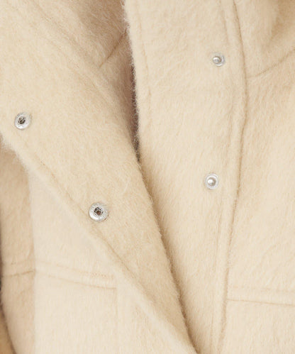 可拆卸毛絨袖立領中長款外套