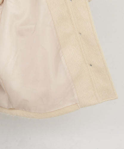 可拆卸毛絨袖立領中長款外套