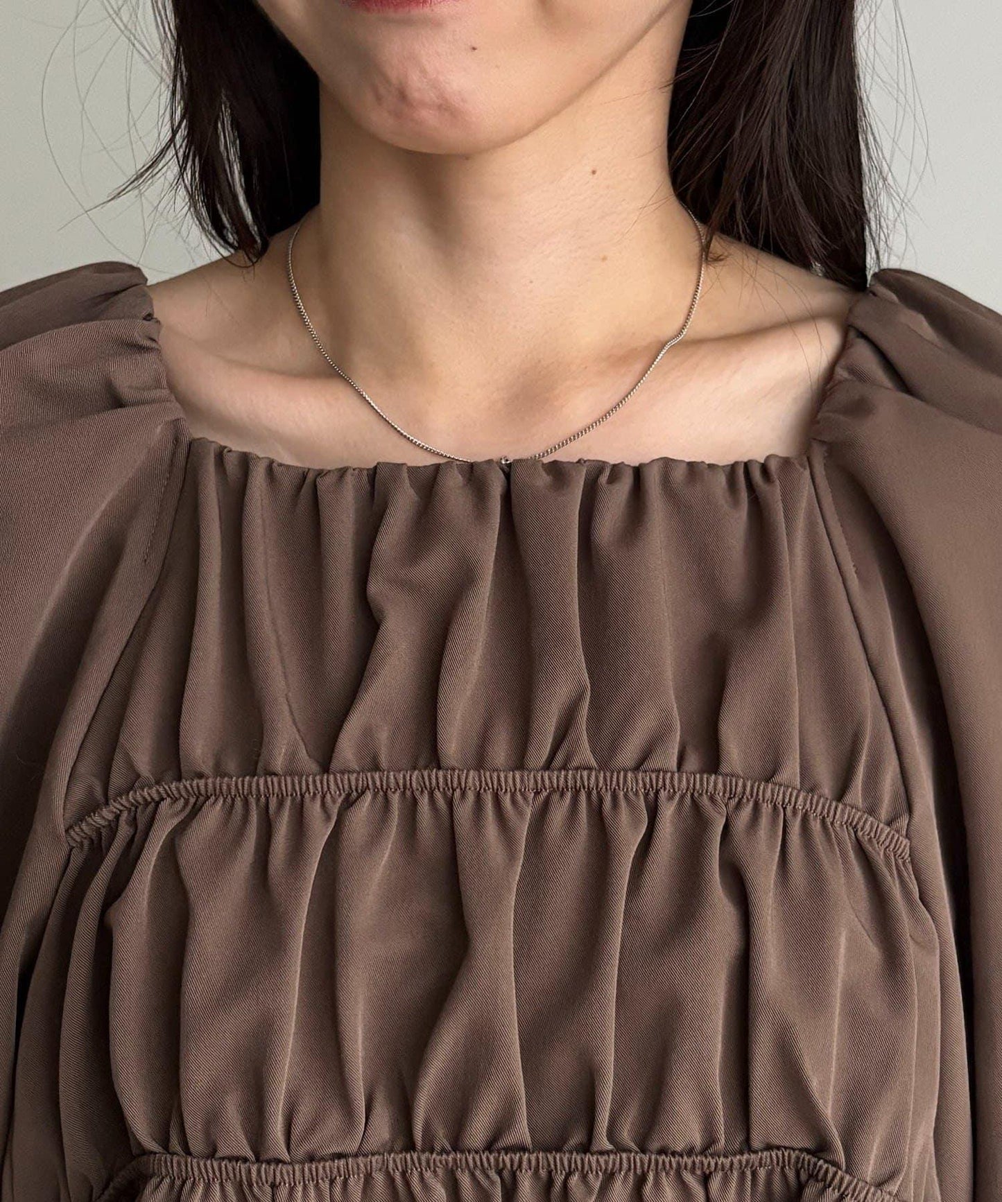 【前後兩穿設計】方領泡泡袖襯衫