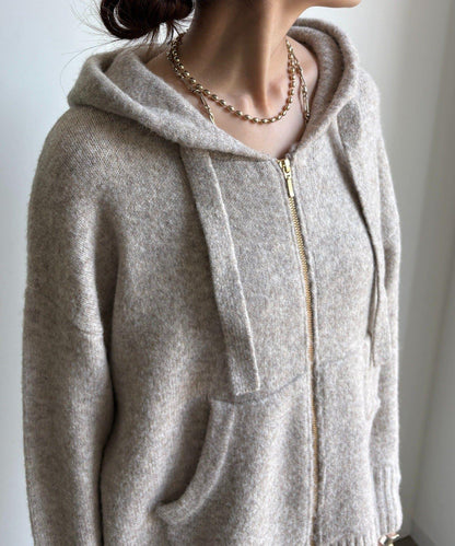 絨毛紗線拉鍊連帽衫