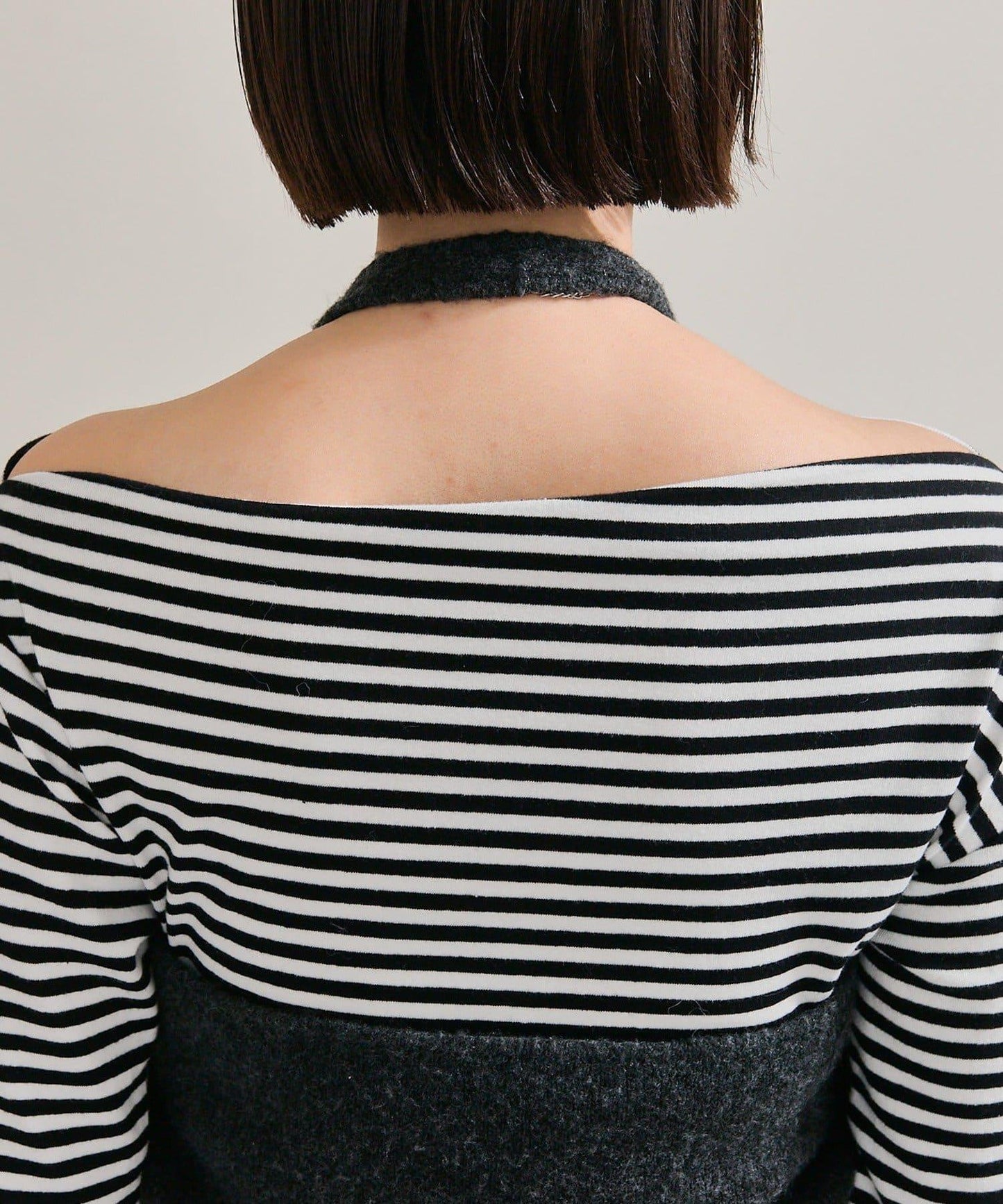 掛脖短款背心套裝長袖T恤