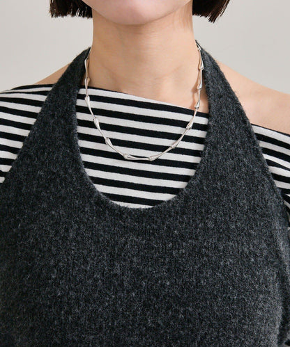 掛脖短款背心套裝長袖T恤