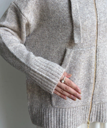 絨毛紗線拉鍊連帽衫