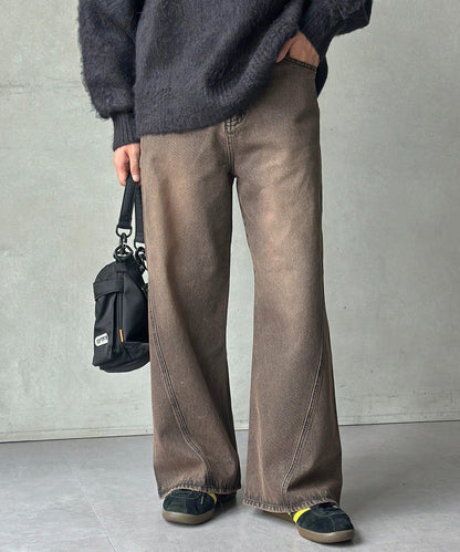 立體剪裁微喇牛仔褲