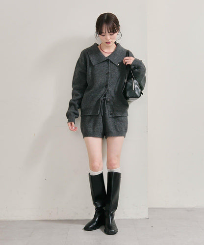 帶領片針織開衫