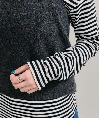 掛脖短款背心套裝長袖T恤