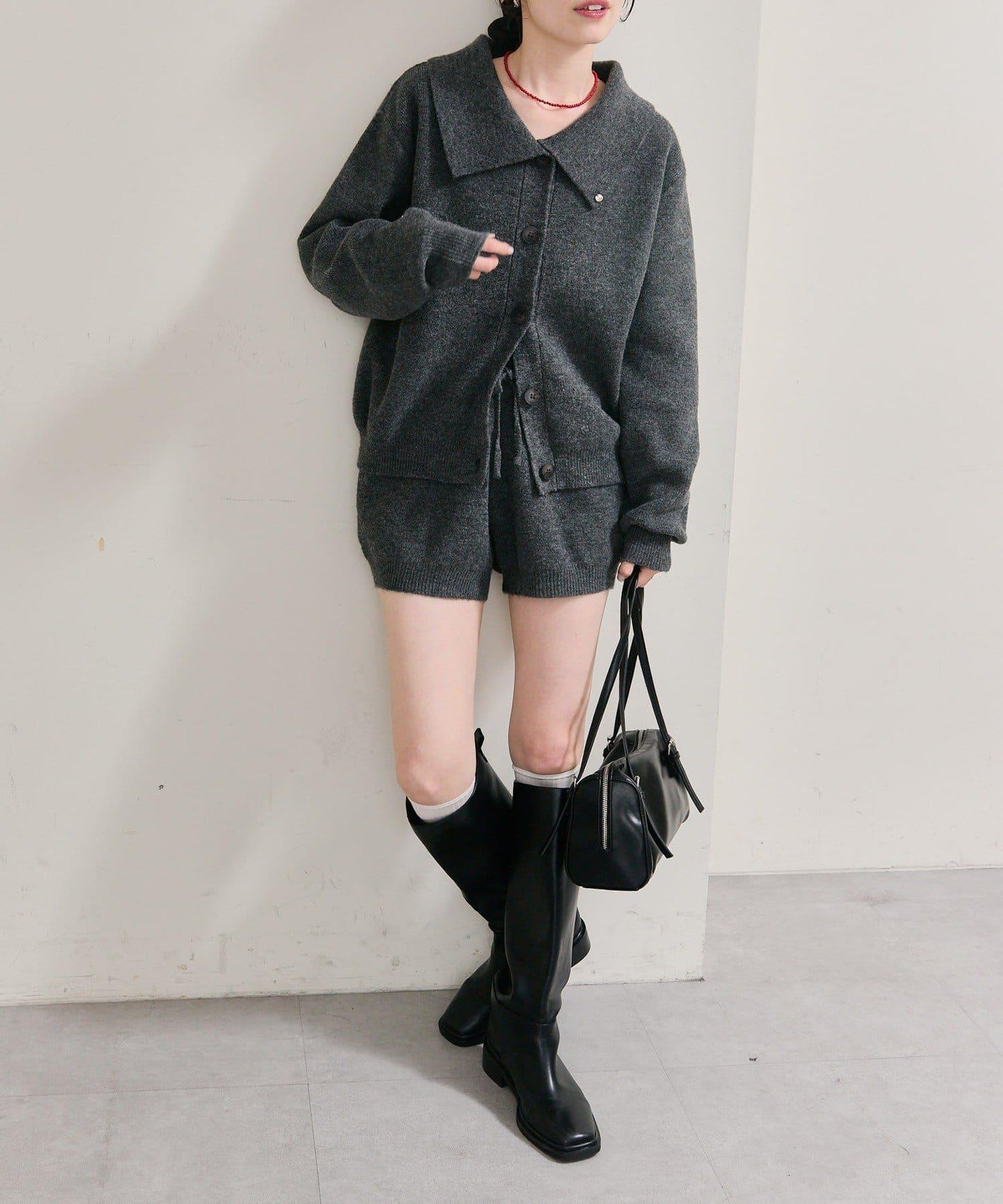 帶領片針織開衫