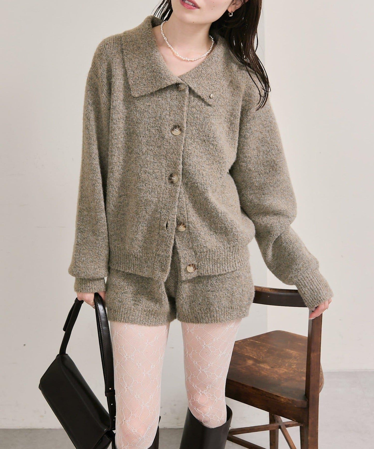 帶領片針織開衫