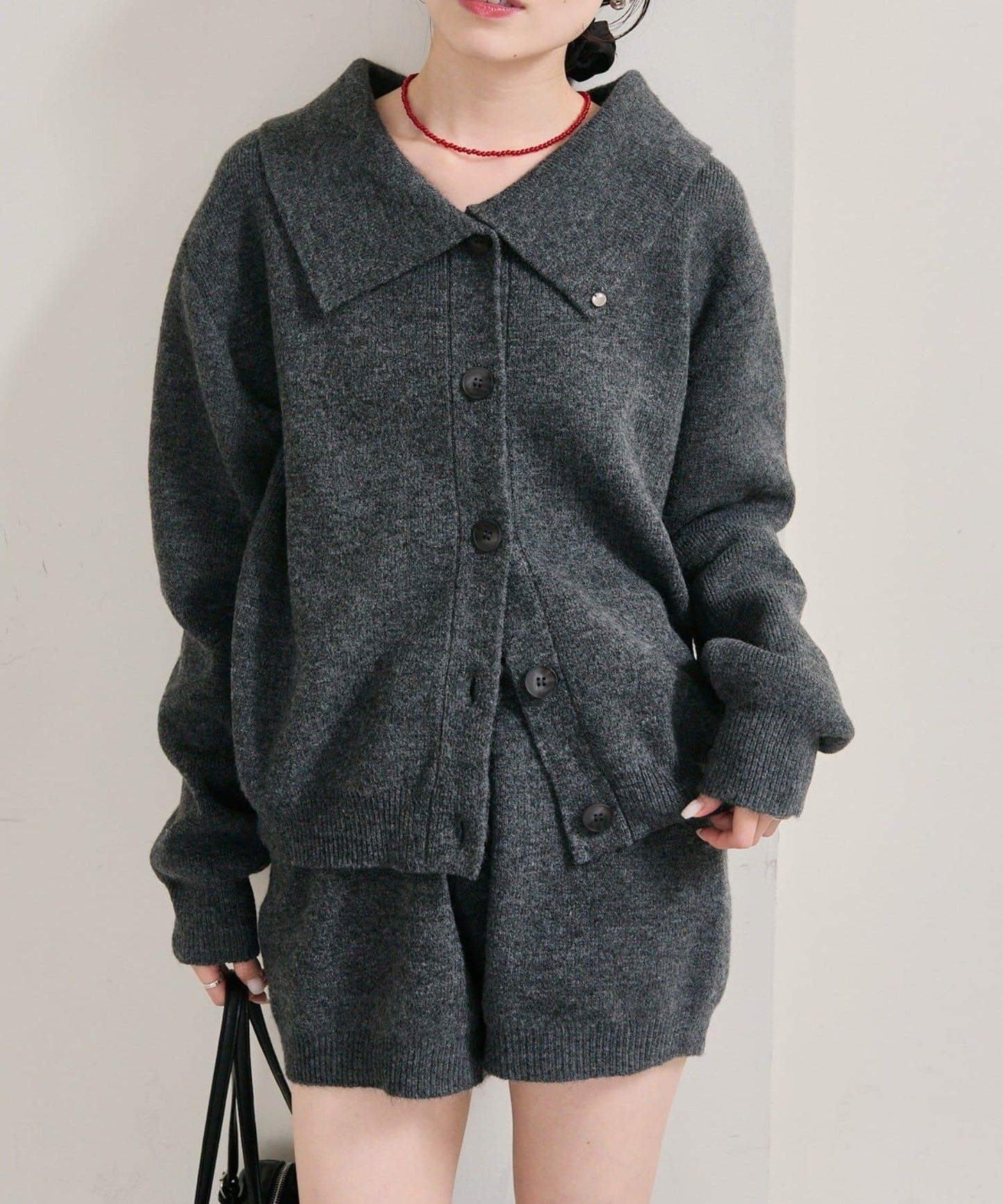 帶領片針織開衫