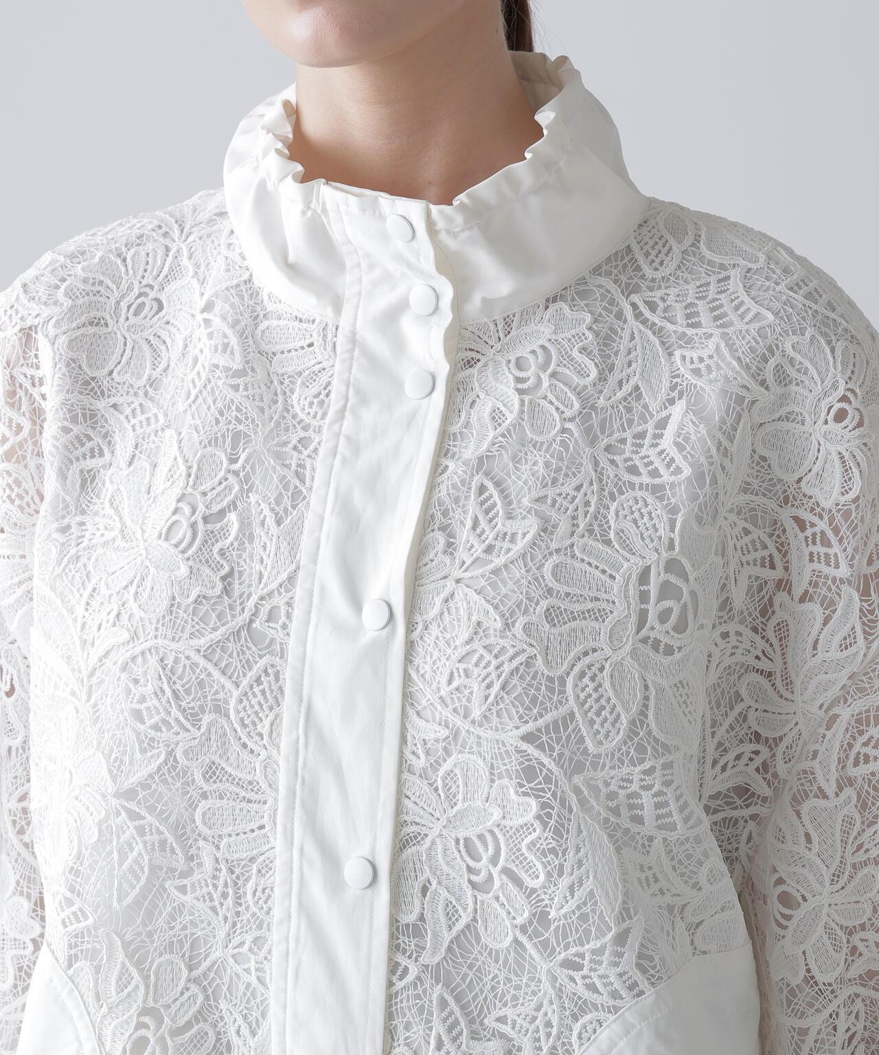 尼龍拼接蕾絲短夾克