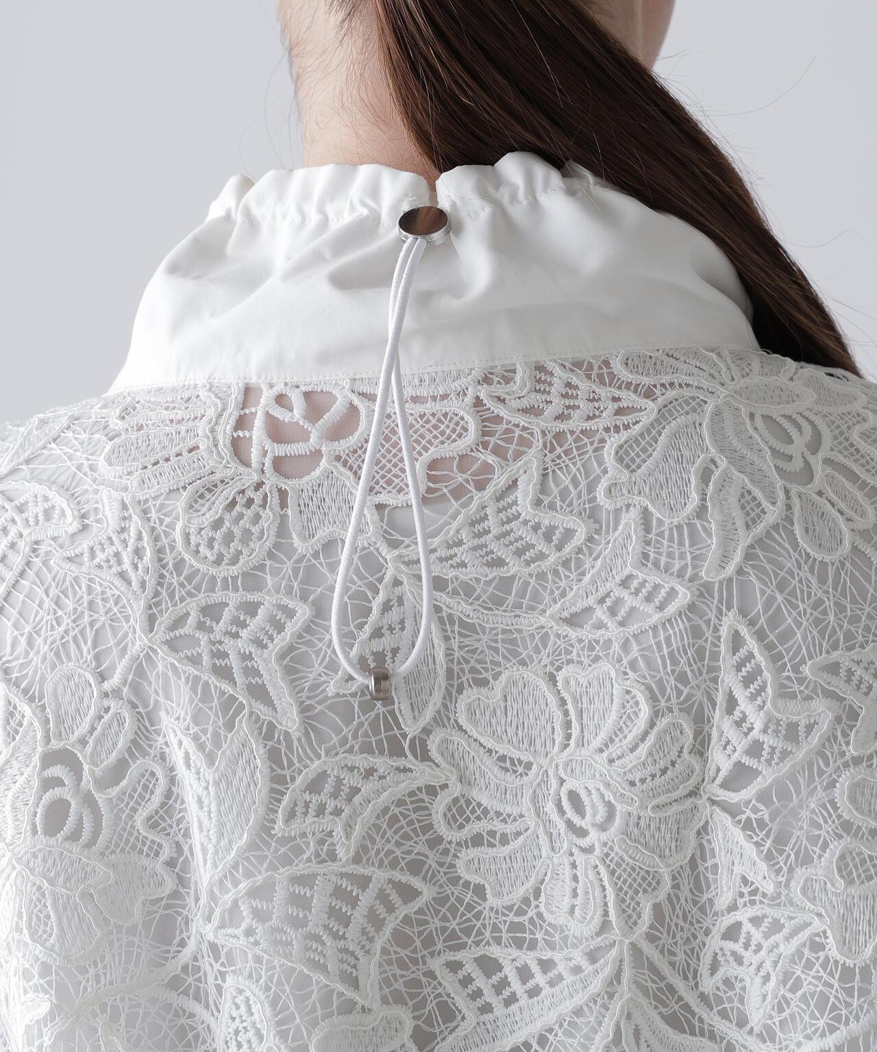 尼龍拼接蕾絲短夾克