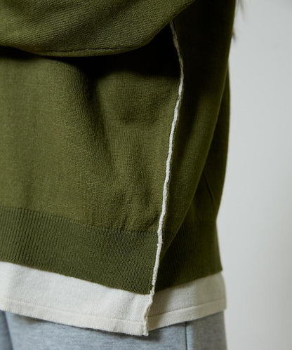 拼接配色針織套頭衫