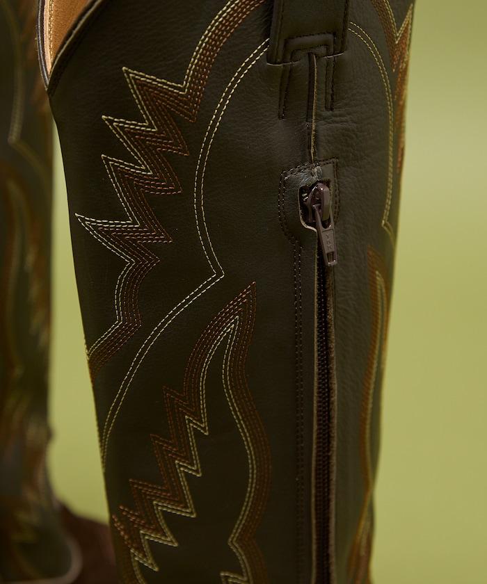 本革長款西部靴