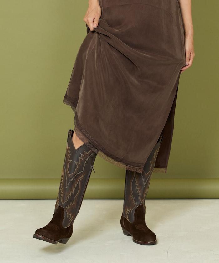 本革長款西部靴