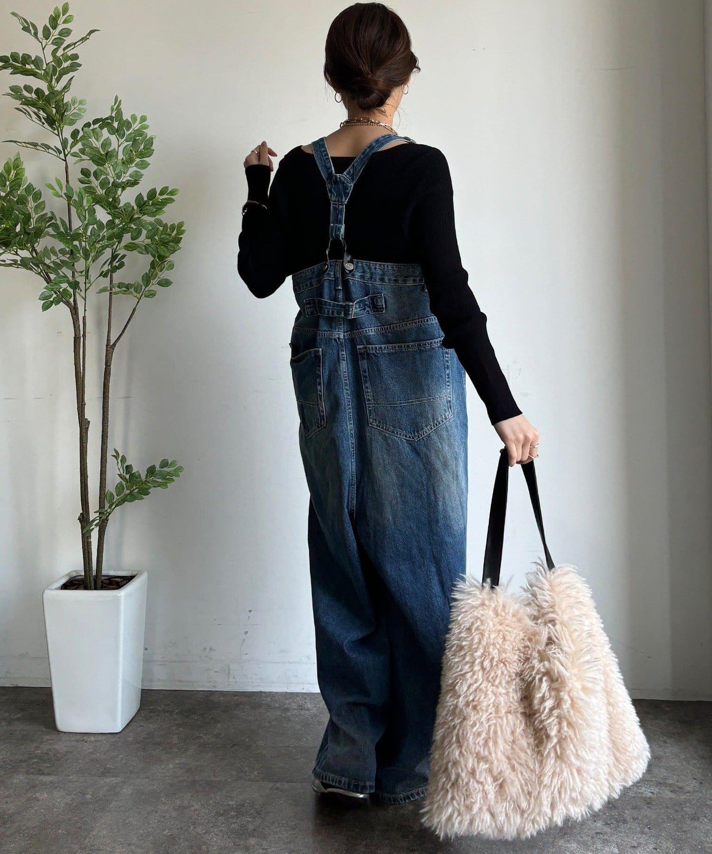 帶吊帶牛仔連體褲