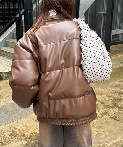 仿皮革泡芙夾克