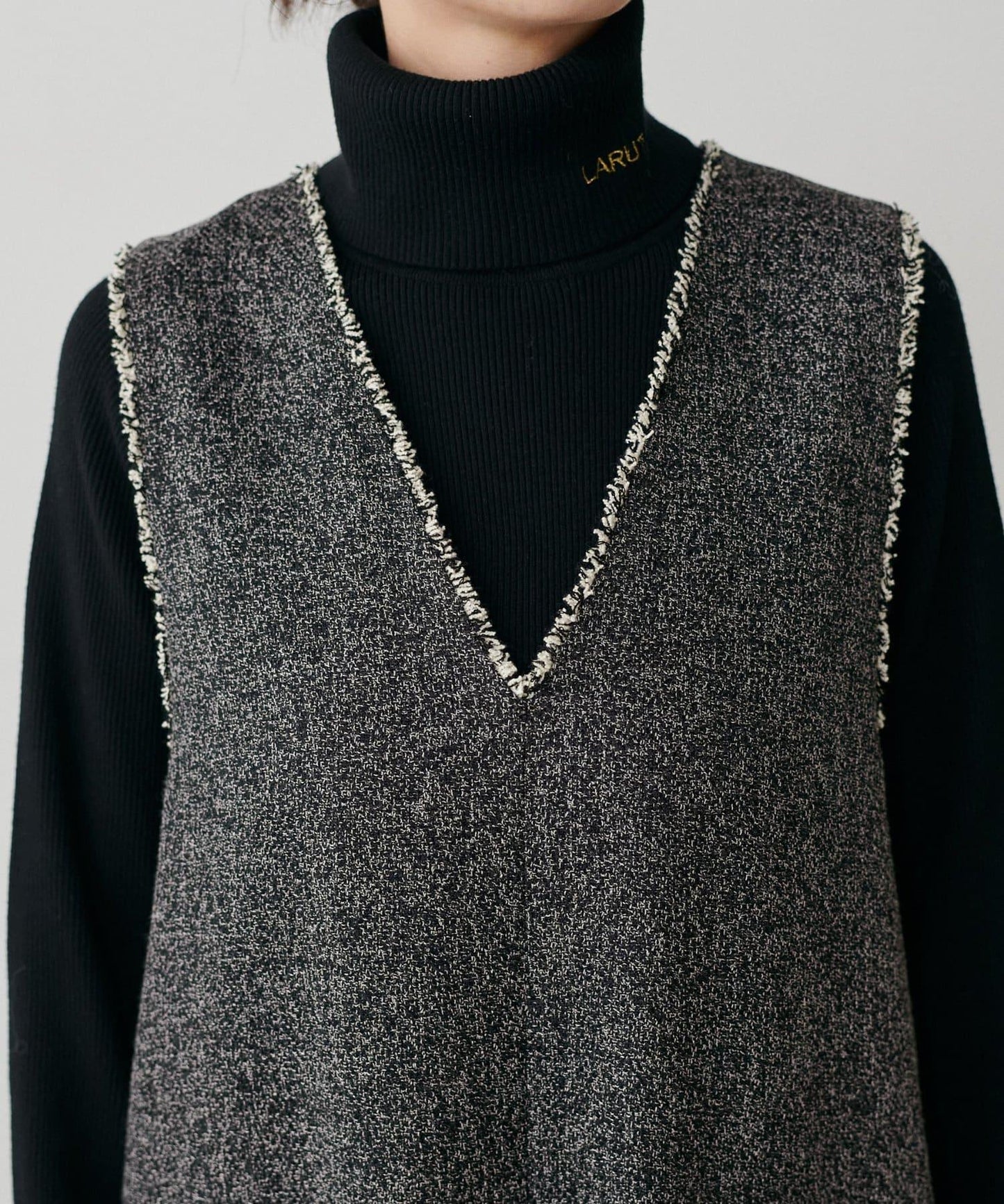 流蘇花呢揹帶褲