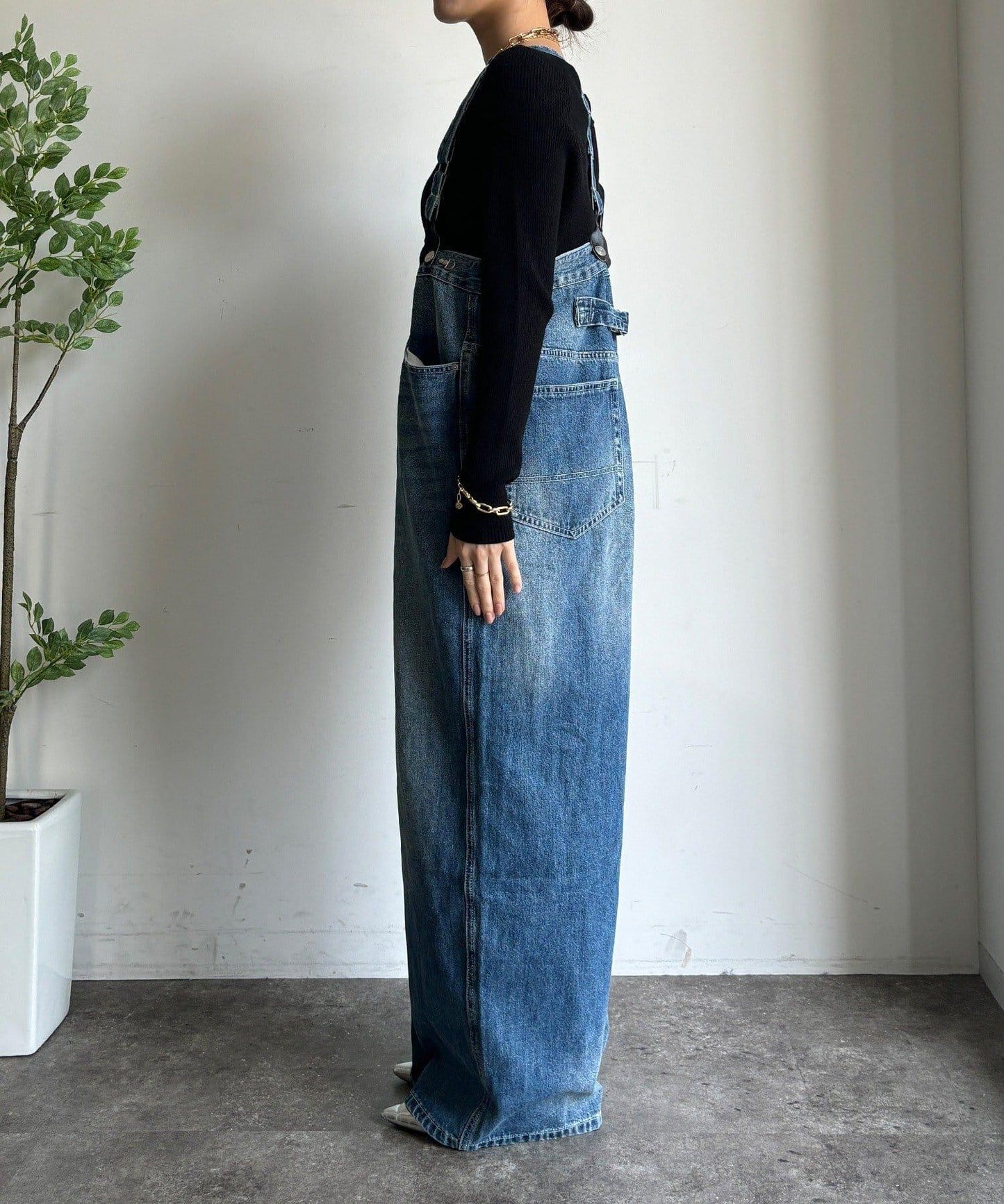 帶吊帶牛仔連體褲