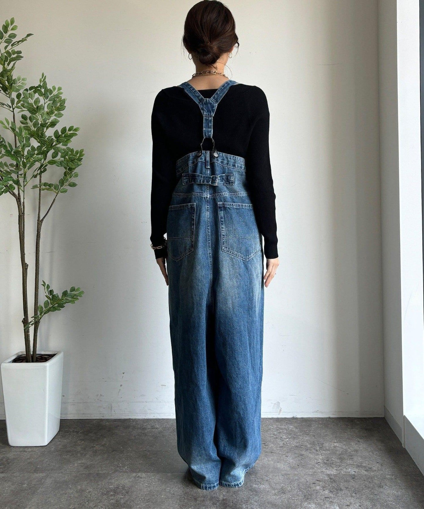 帶吊帶牛仔連體褲