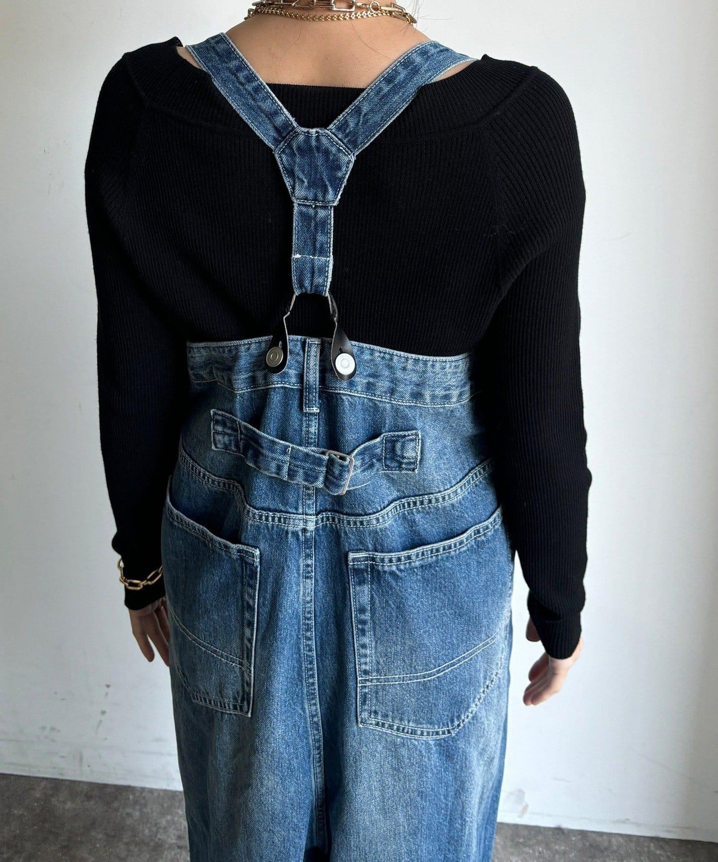 帶吊帶牛仔連體褲