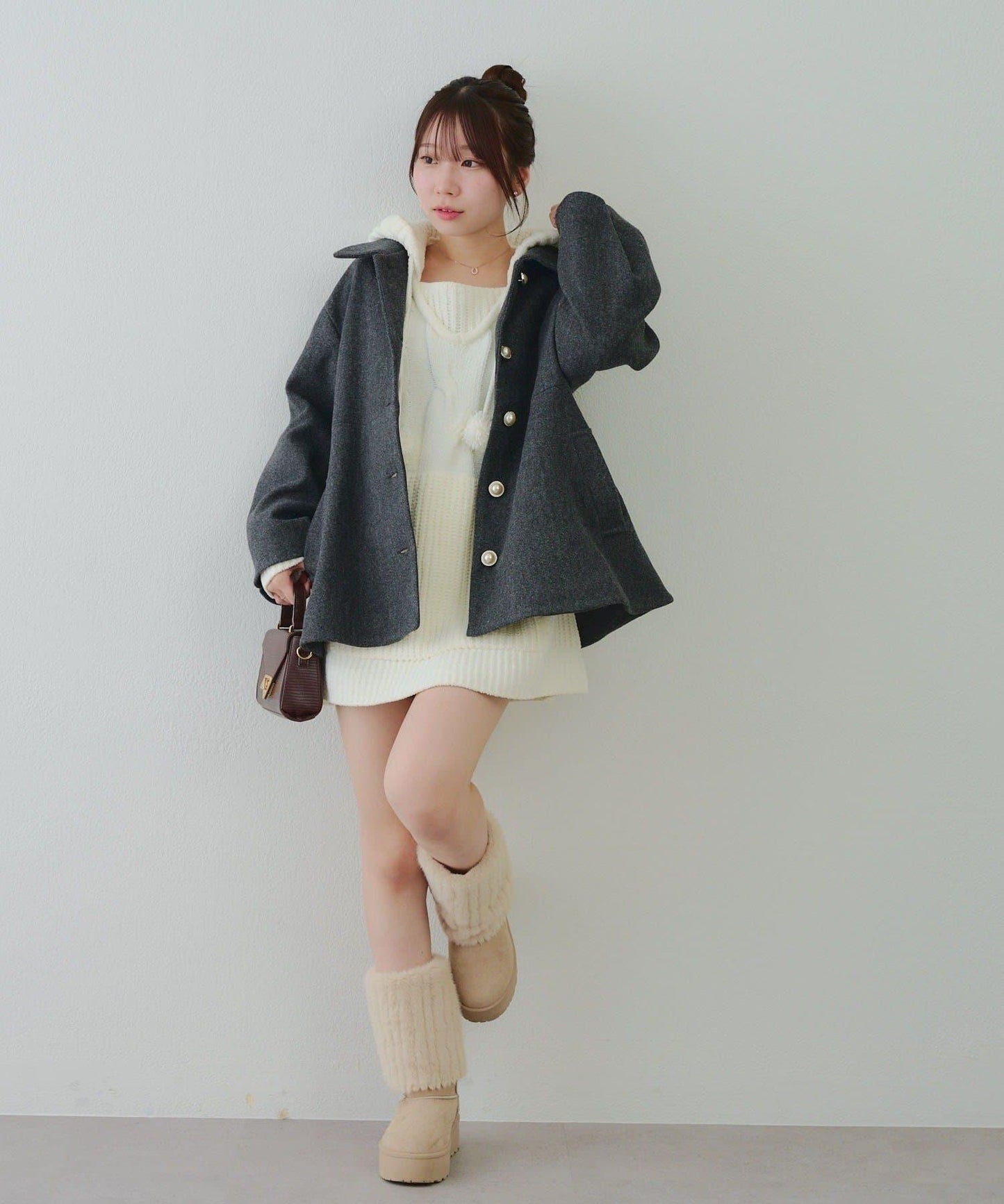 中長款荷葉邊下襬外套