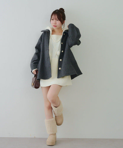 中長款荷葉邊下襬外套