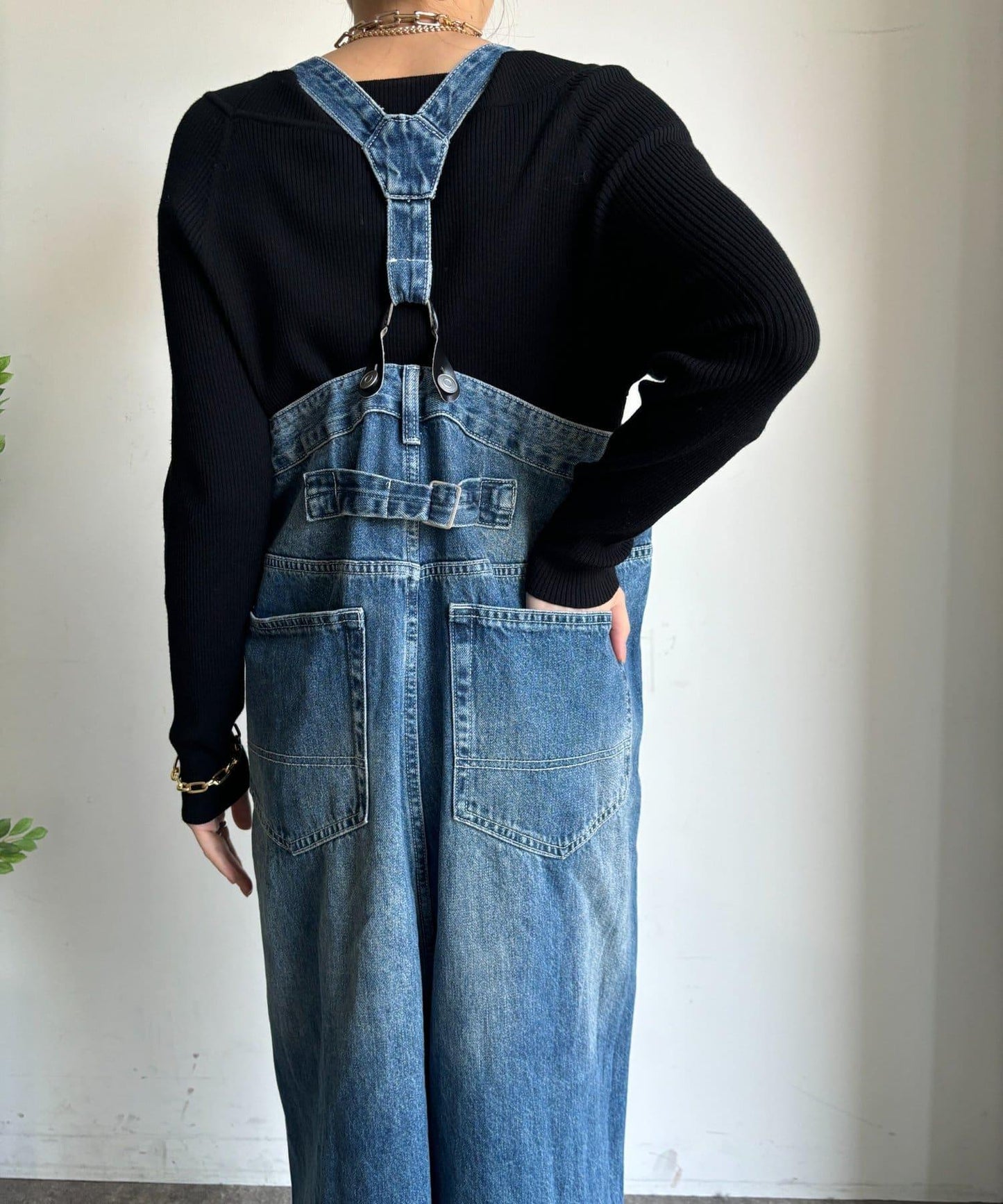 帶吊帶牛仔連體褲