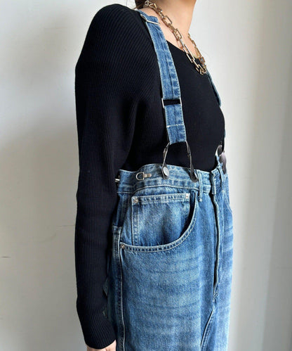 帶吊帶牛仔連體褲