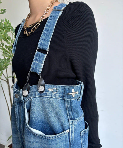 帶吊帶牛仔連體褲