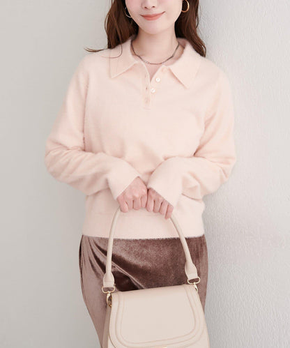 柔軟長絨帶領針織衫