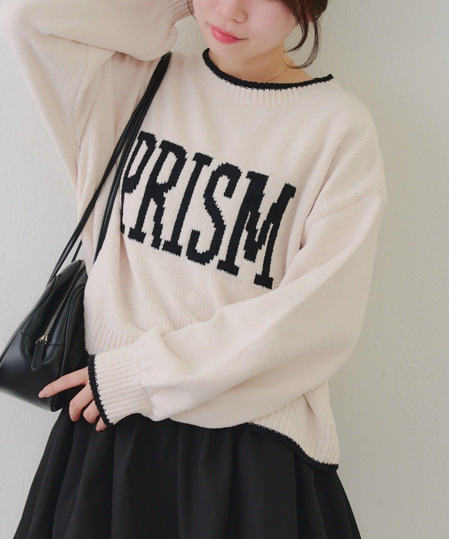 拼色條紋標誌針織衫