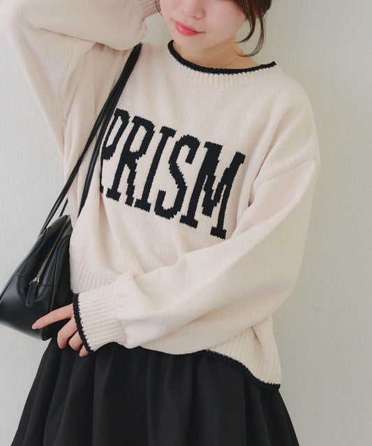 拼色條紋標誌針織衫