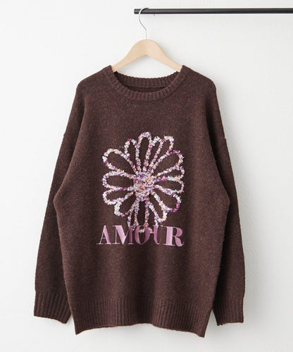 花卉提花針織衫