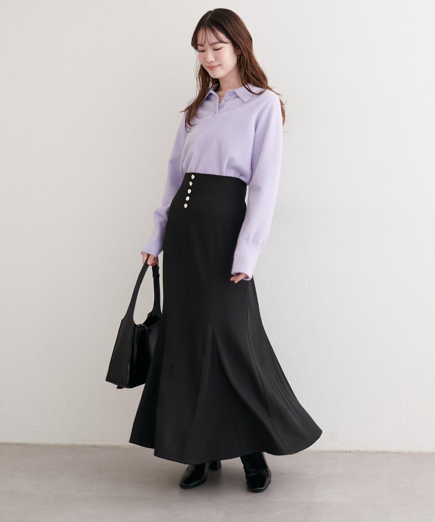 柔軟長絨帶領針織衫