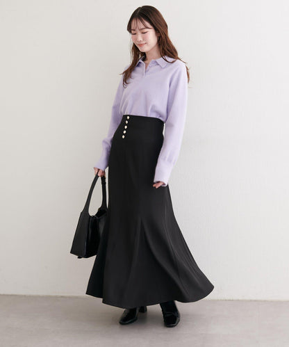 柔軟長絨帶領針織衫