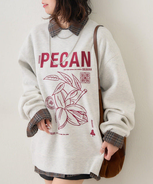 【NUNIFE】圖案刺繡加絨衛衣