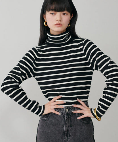 LARUTA標誌刺繡羅紋高領衫