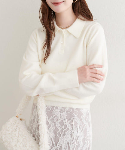 柔軟長絨帶領針織衫