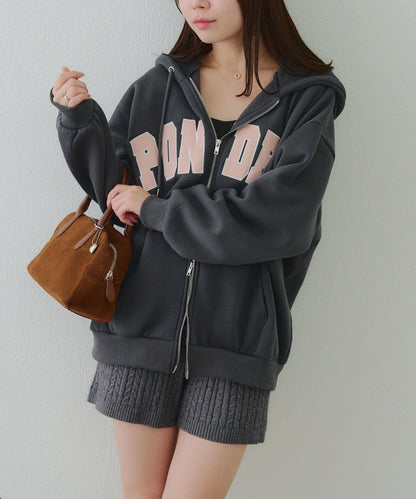 大LOGO拉鍊連帽衛衣