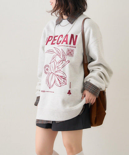 【NUNIFE】圖案刺繡加絨衛衣